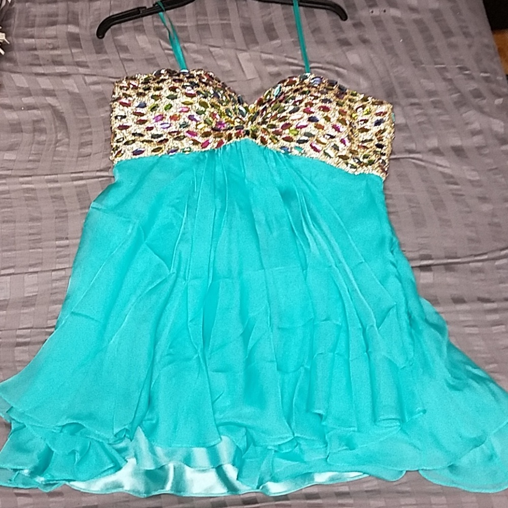 Strapless Short Homecoming Dress - Mermaid Blue